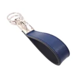 جاکلیدی چرمی مدل 2 حلقه رنگ سرمه ای با پس زمینه سفید