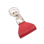 جاکلیدی چرمی مدل 2 حلقه رنگ قرمز با چرم پهن با پس زمینه سفید