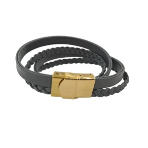 دستبند چرم لبتا 2 دور با گیس طبیعی مدل ch08