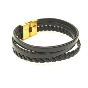 دستبند چرم با گیس طبیعی از نمای بالا روی بکگراند سفید